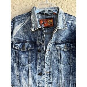 Rolling Paper Vintage Large Distressed Acid Wash Denim Women’s Jean Jacket Boho